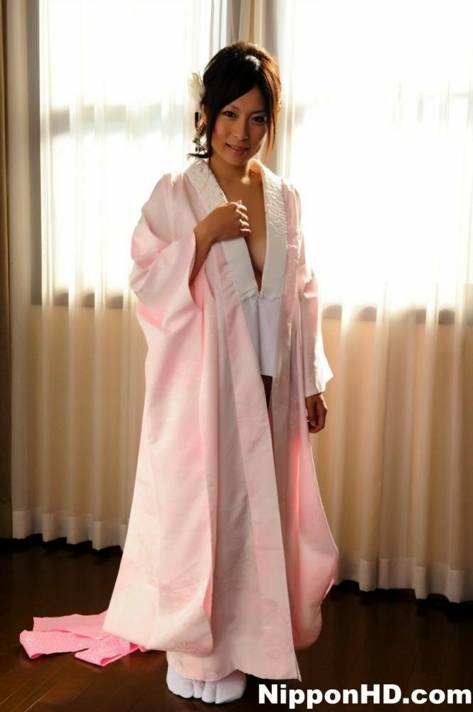 Japanese solo girl slips off her robe to reveal her nice boobs in white socks - #4