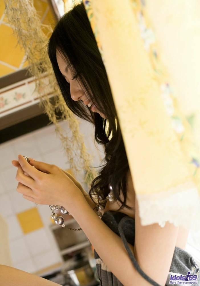 Japanese teen Aino Kishi lifts her dress to free bush from cotton panties - #16