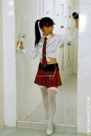 Japanese school girl and her white ESL teacher engage in lesbian sex - #1