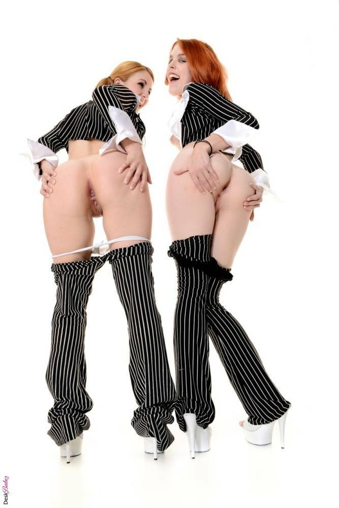 Lesbian girls Amarna Miller & Lala Dream doff pin stripe attire during sex - #3