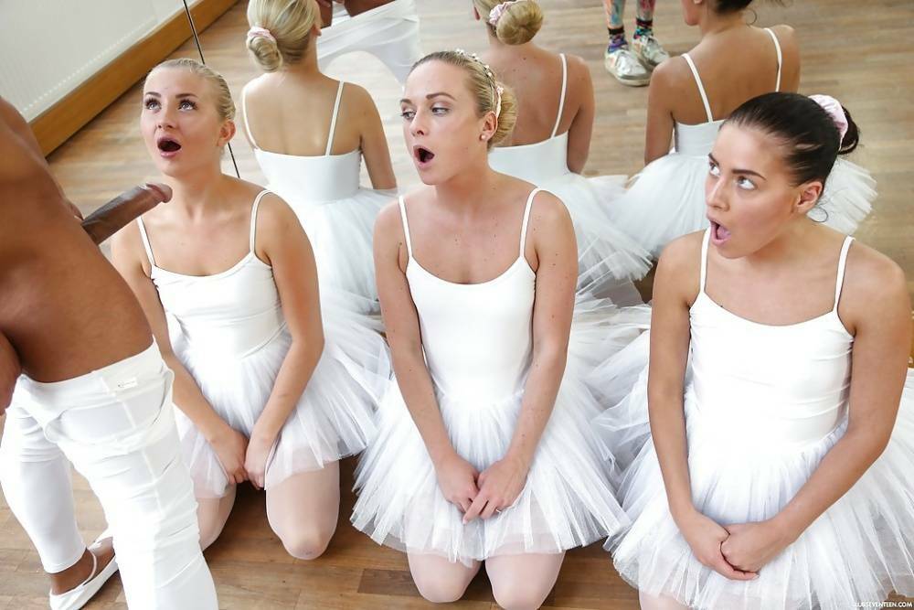 Innocent teen Evelyn Dellai and ballerina girlfriends take facial cumshots - #3