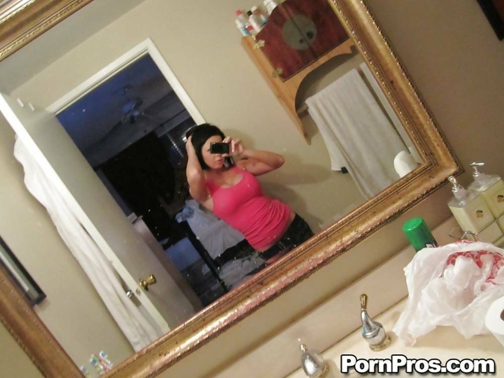 Hot ex-gf Loni Evans taking selfshots of her perfect tits in bathroom mirror - #2