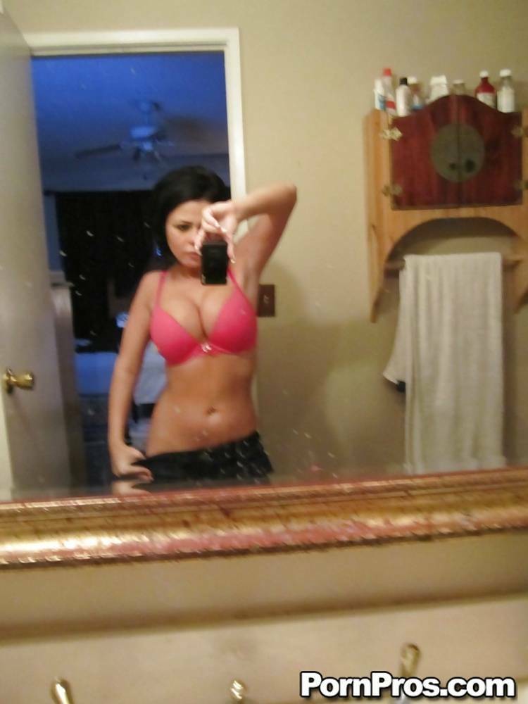 Hot ex-gf Loni Evans taking selfshots of her perfect tits in bathroom mirror - #4