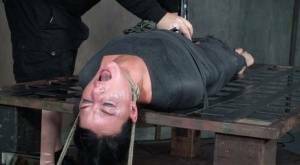 London River is mummified and tied down before being throat fucked in dungeon on picsfans.one